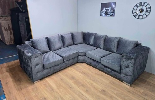 Large grey corner sofa - grey,