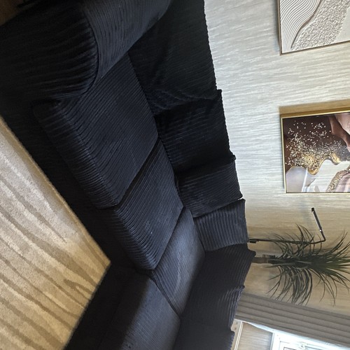 Black corduroy corner sofa - corner,