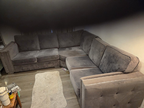 Grey velvet shape corner - velvet, l-shape
