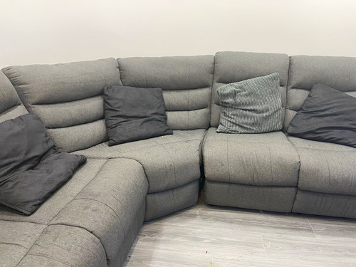 Grey woven fabric corner sofa - grey,
