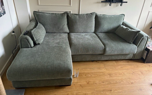 Grey fabric corner sofa - fabric, with