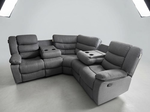 Grey fabric corner recliner - corner,