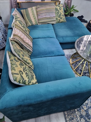 Blue velvet shaped corner - blue, l-shaped