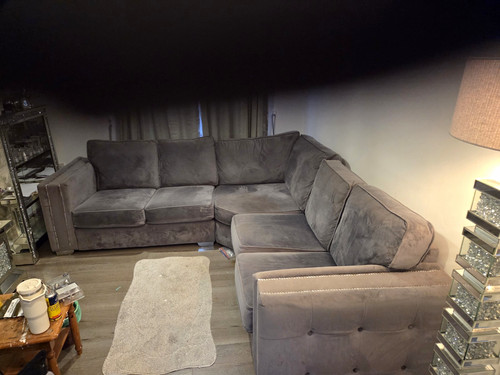 Grey velvet corner - grey, sofa