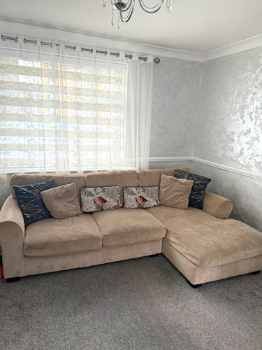 Beige 100 cotton corner sofa - 100%,