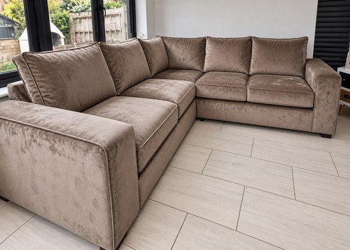 Mink velvet corner sofa - velvet,