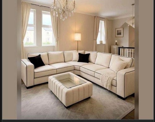 Beige velvet shape corner - velvet, l-shape