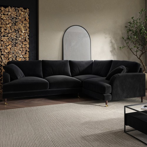 Black velvet seater right - black, 4