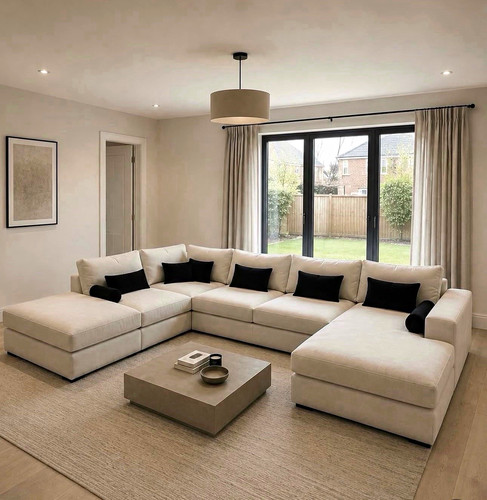 Beige linen shape - beige, corner