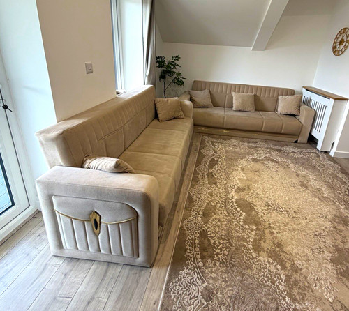 Beige fabric corner - fabric, sofa