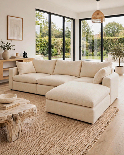 Cream bouclé shape - cream,