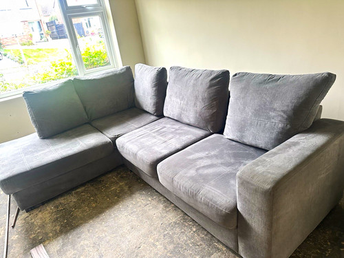 Grey fabric corner sofa with - sofa,