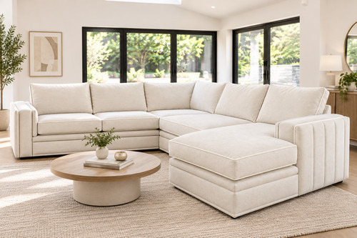 Cream shape corner sofa - shape,
