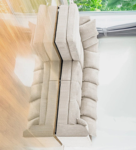 Beige corduroy shaped - l-shaped, chaise