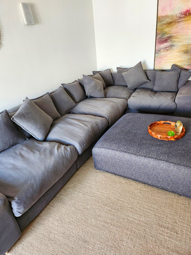 Grey suede corner sectional - suede,